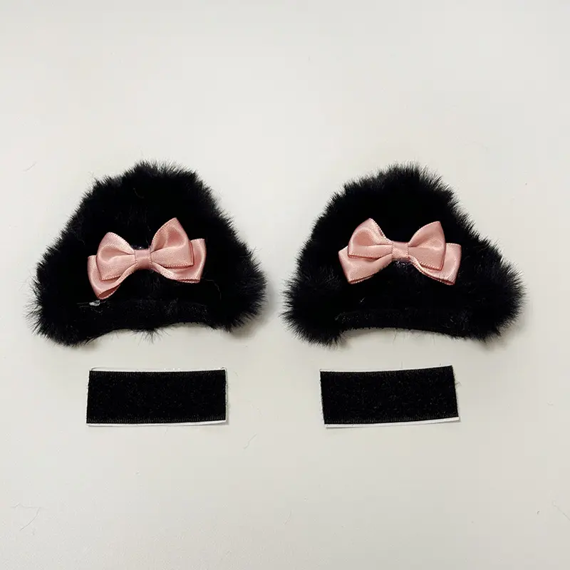 头盔装饰猫耳朵结铃铛摩托车头盔装饰滑雪盔少儿男女骑士配饰毛绒