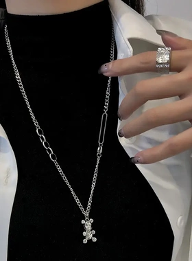 小众设计感ins嘻哈复古项链男潮个性韩版秋冬配饰品毛衣链女钛钢