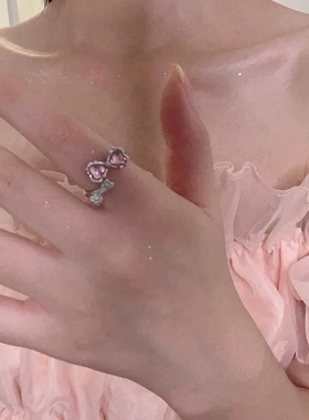 法式珍珠戒指女轻奢精致小众设计高级感素圈食指环极简风尾戒套装