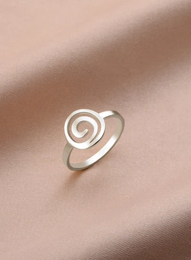 欧美热销钛钢饰品戒指简约ins风镀18k金切割不锈钢螺旋女戒指电镀