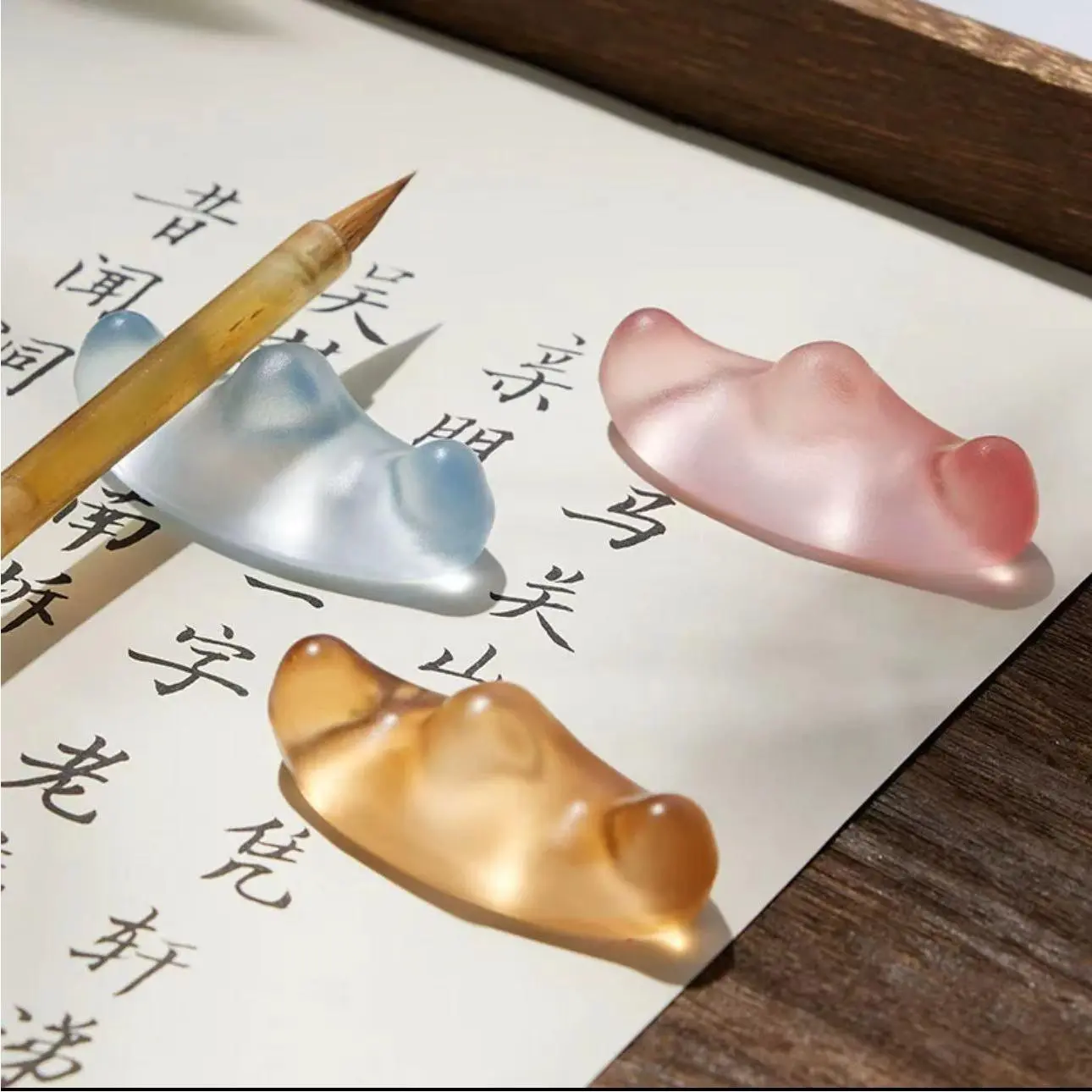 创意琉璃笔搁古风笔托镇纸彩色毛笔架子摆件笔托文房四宝墨碟笔舔