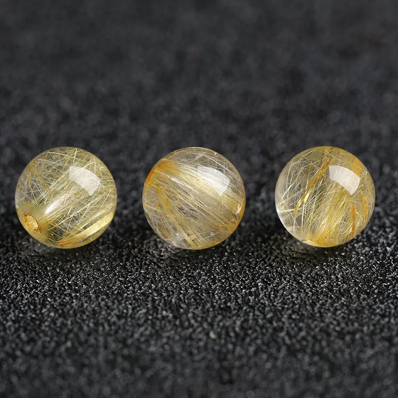 7a天然金发晶散珠子手串男女士手链手工配珠项链钛晶黄水晶纽扣