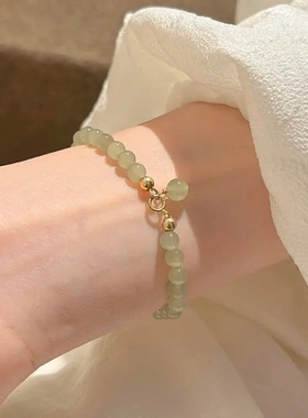 厂长推荐 天然和田玉小珠子手链女青白玉手串送闺蜜礼物手链女式