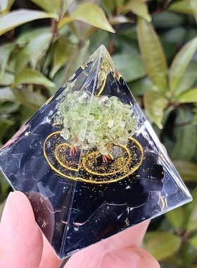 爆款水晶碎石塔摆件家居树脂滴胶手工艺品办公室装饰礼物装饰摆件