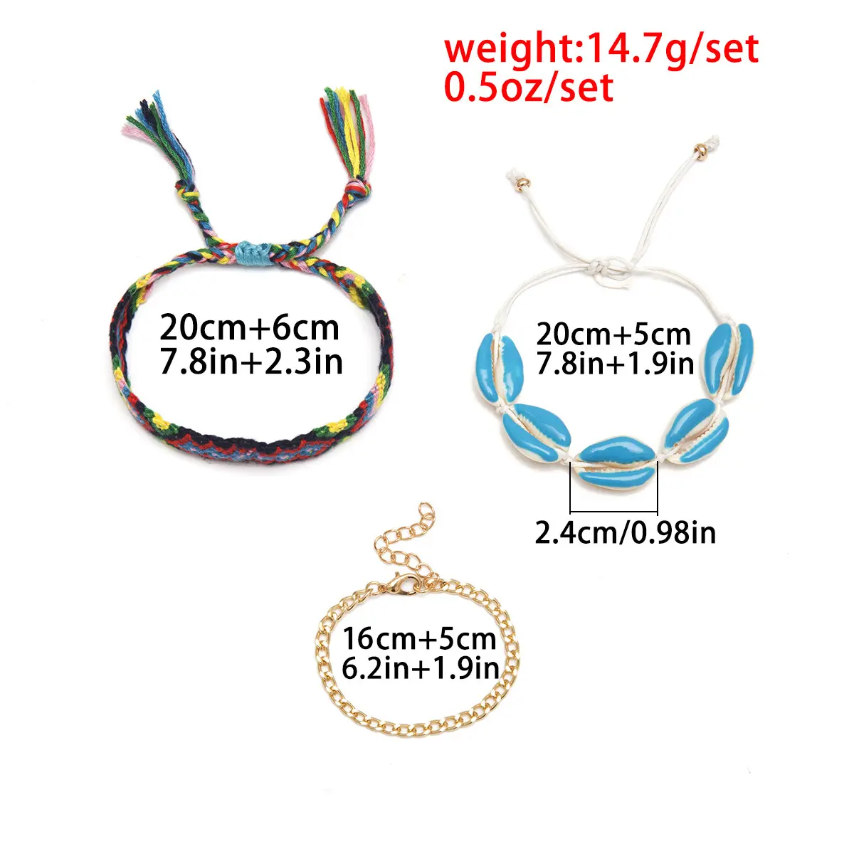 欧美饰品 手工浮雕链条手饰女 民族风编织画油贝壳多层手链合金