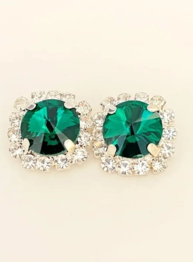 two piee dind studded square earring nelae set组合套装镶嵌