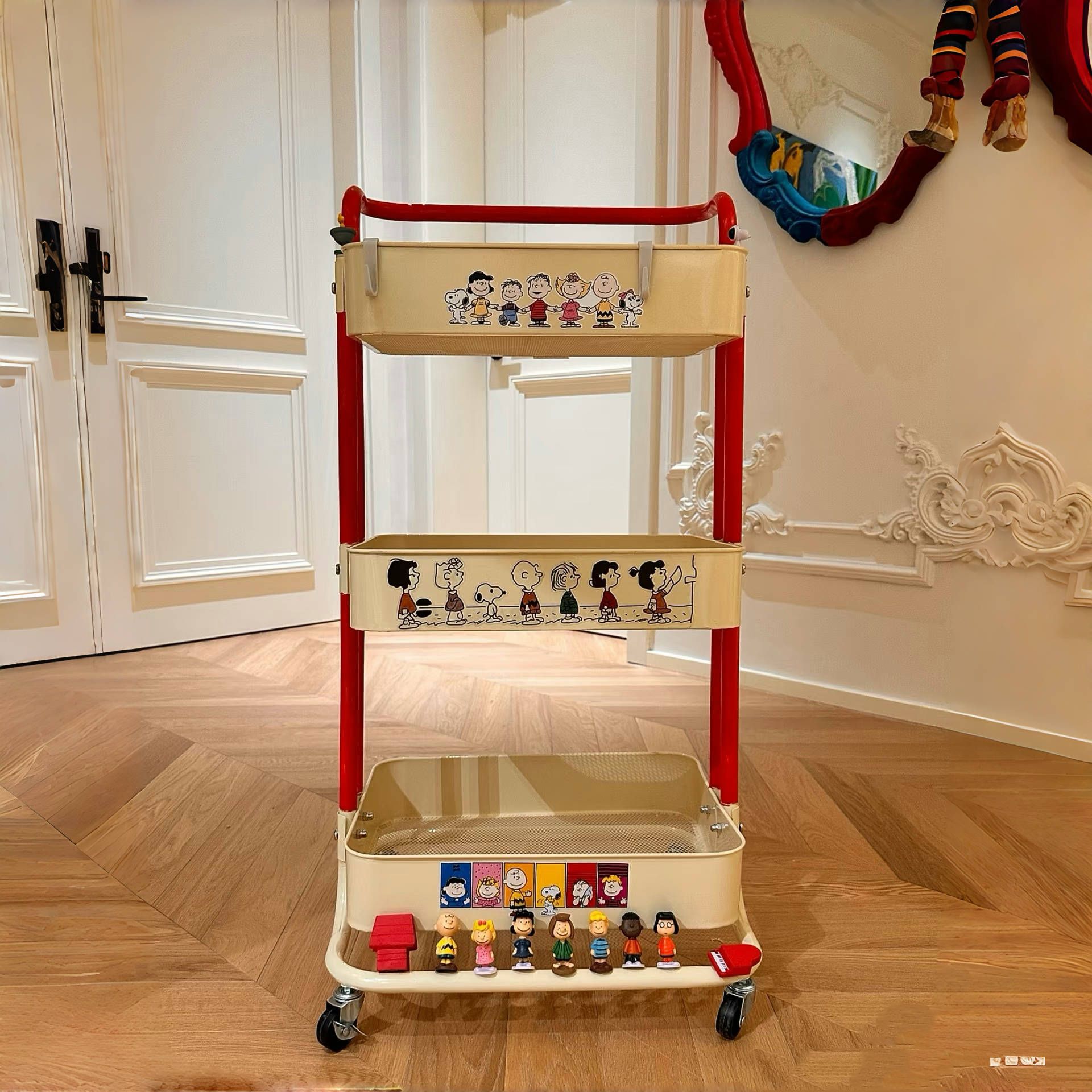 加厚碳钢小推车置物架客厅储物架书架金属层架卧室厨房收纳架