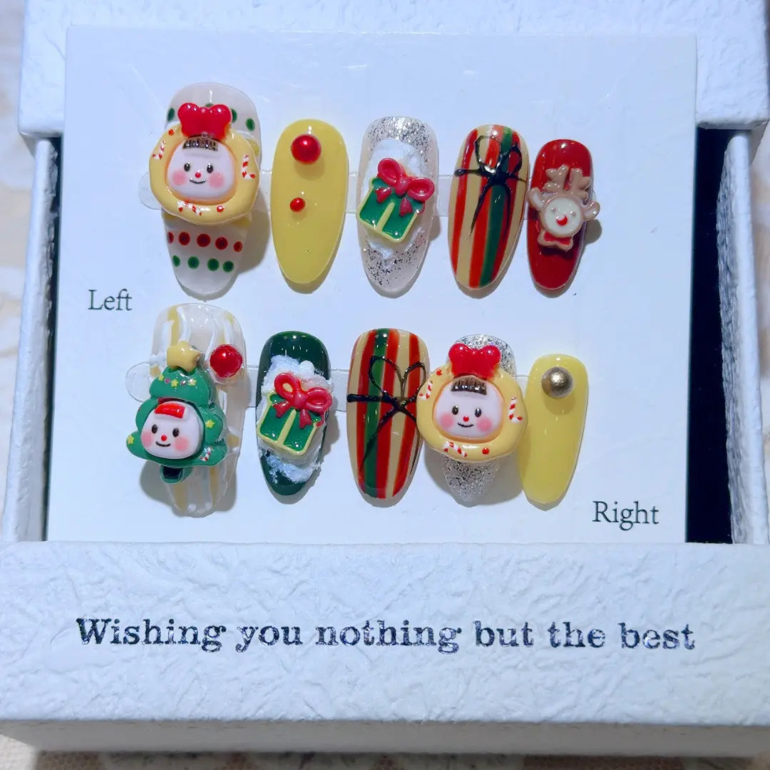 圣诞  多妹可爱卡通圣诞风学生可拆卸指甲美甲穿戴甲/甲片穿戴式