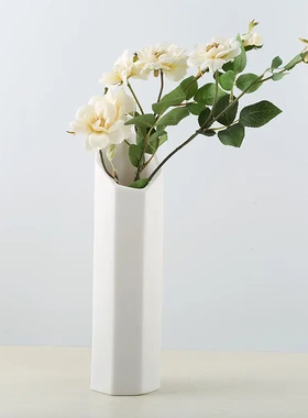 陶瓷白色花瓶摆件简约创意客厅家居软装饰品大小插花花器装饰摆件
