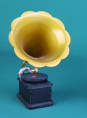 美式复古做旧树脂留声机模型 酒吧咖啡馆店铺装饰品餐厅创意摆件