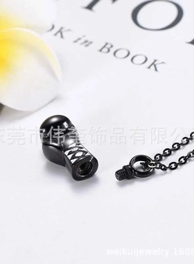 纪念宠物刻字拳击手套可打开瓶骨灰盒钛钢项链防水密封吊坠简约