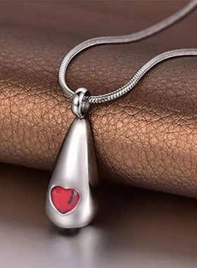 电商可刻字水滴骨灰盒项链可打开钛钢防水殡葬珠宝吊坠项坠/吊坠