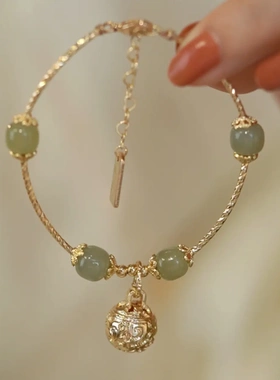 抖快音爆品天然和田玉铃铛手镯手链高级感个性闺蜜礼物轻奢女女式