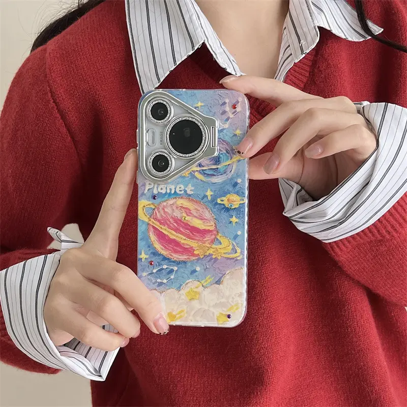适用mate70支架p60pro+日韩星球p70/60蓝光水钻70p保护壳菲林油画