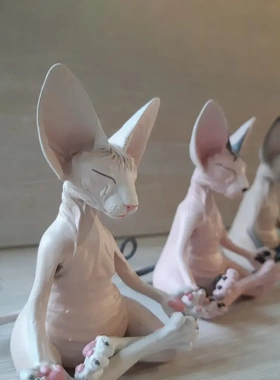 新款 毛猫打坐树脂摆件 佛系打坐居家摆件 设计创意装饰品YS-001