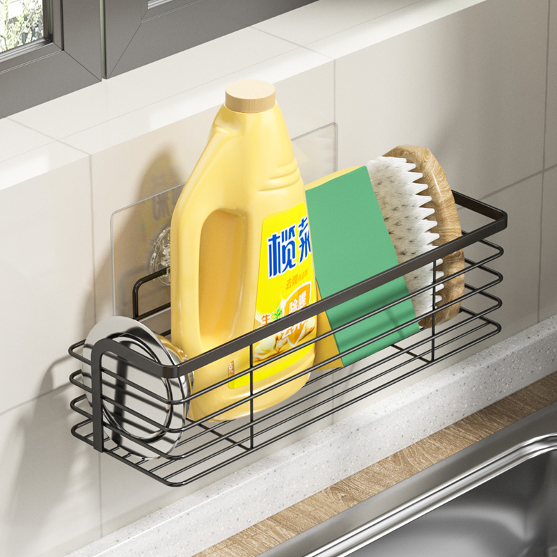 洗洁精抹布架免打孔水槽置物架壁挂式家用不锈钢沥水W收纳架子挂