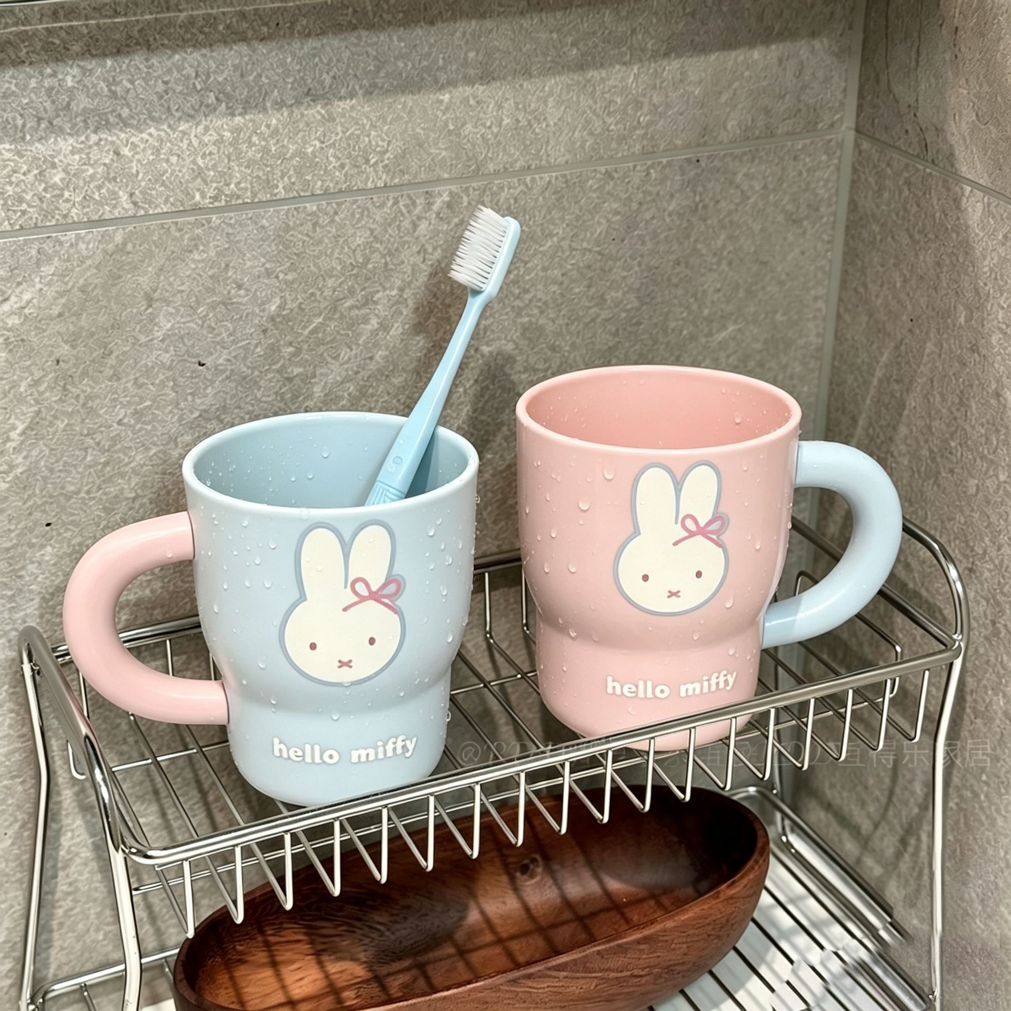 奶蓝米菲兔ins高颜值情侣漱口杯