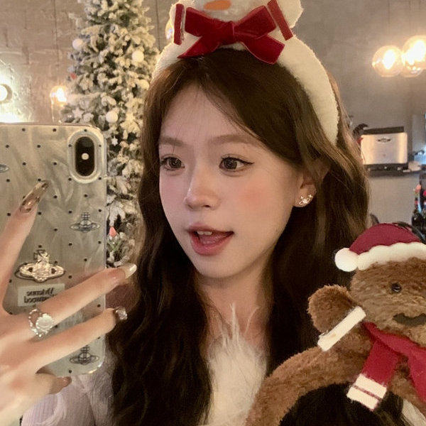 秋冬新款~圣诞节可爱雪人姜饼人发箍毛绒头箍氛围洗脸头饰发卡女