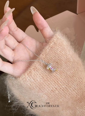 圣诞节拉丝苹果核星芒项链女