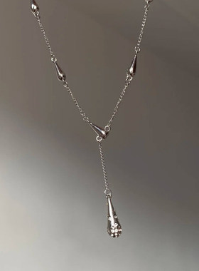 老友记瑞秋同款银色水滴项链女