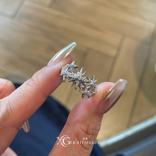 中古银色爆闪星芒戒指女清冷感个性叠戴食指戒小众轻奢高级感指环