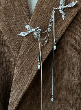 新中式凤凰仿珍珠流苏胸针