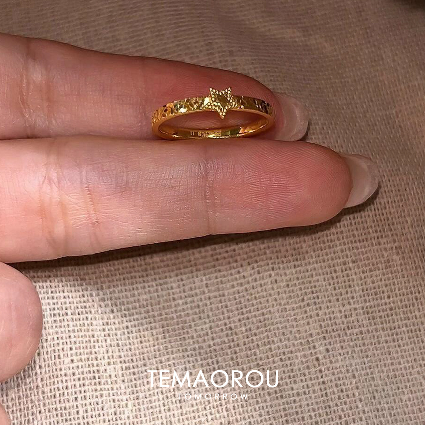 复古金色星星碎冰冰细戒指女