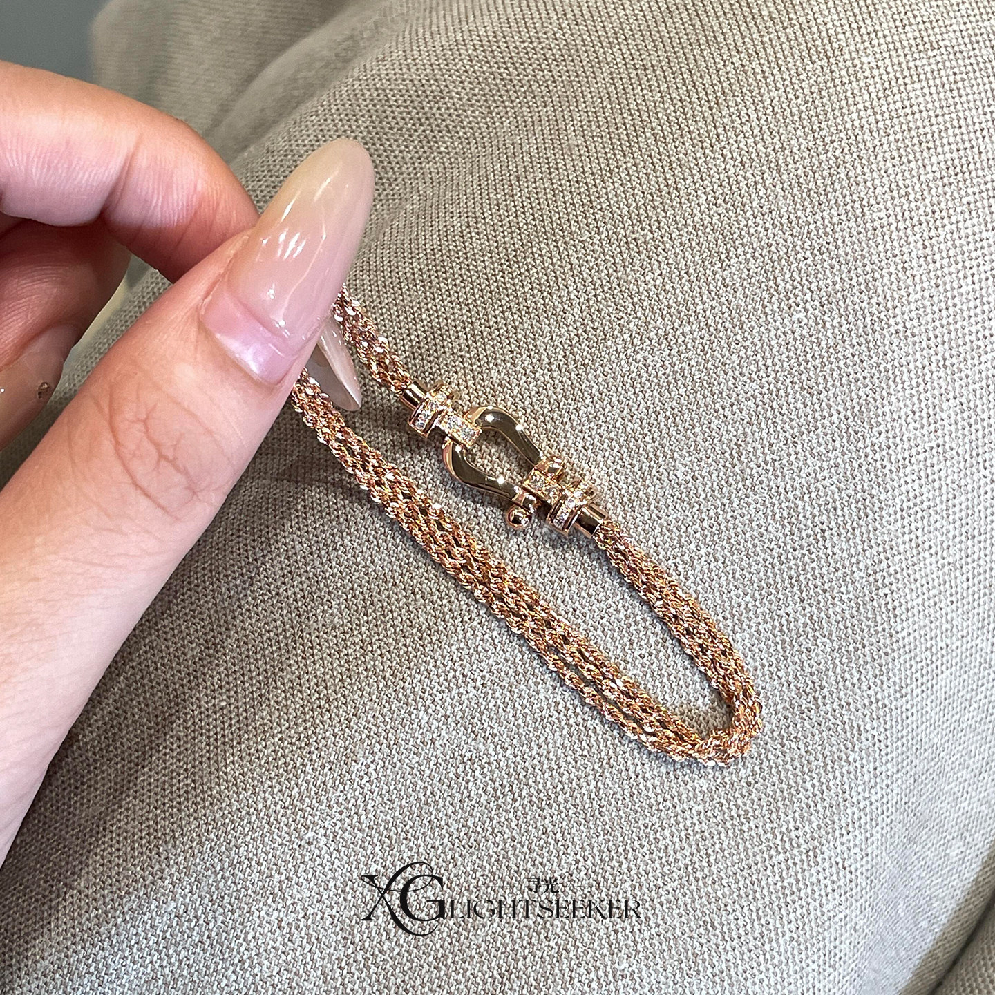 秋冬中古爆闪玫瑰金马蹄扣手链女轻奢小众精致时尚个性叠戴手饰,饰品/流行首饰/时尚饰品新,手链,淘宝优惠券,粉丝福利购,淘宝优惠卷