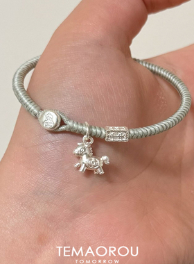 复古高级灰实心小马驹金刚结手链