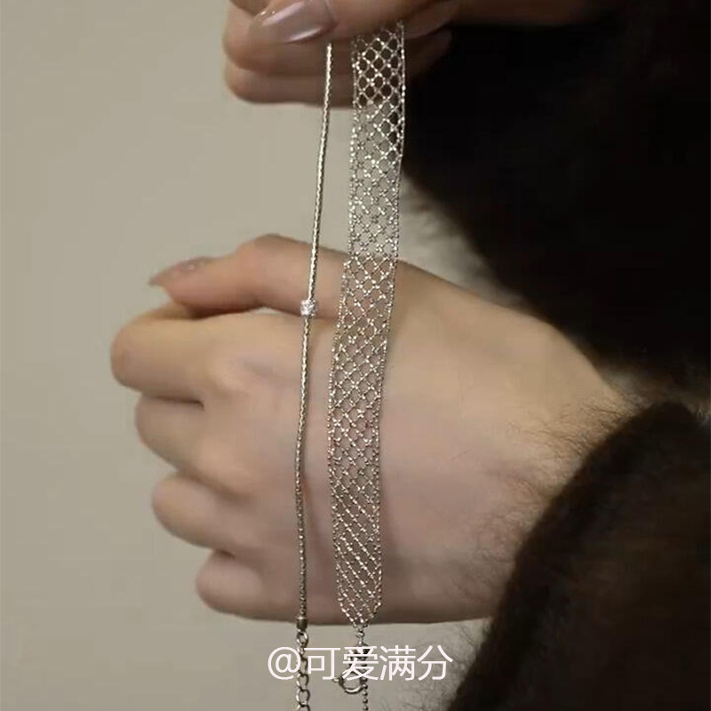 法式清冷感银色菱格蕾丝手链女轻奢小众精致手饰时尚叠戴新款手环,饰品/流行首饰/时尚饰品新,手链,淘宝优惠券,粉丝福利购,淘宝优惠卷