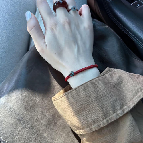 新中式国风蓝花金刚结编织红绳女