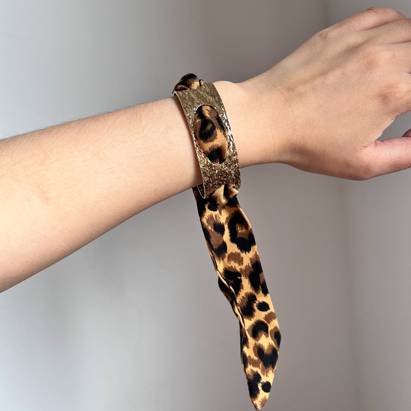 复古豹纹丝巾手镯女轻奢小众