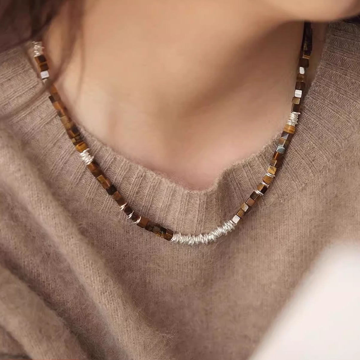 串珠圈圈拼接项链女配饰2025新款