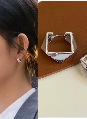 即刻上场周依然任家童同款银色几何耳环轻奢高级感金属感耳圈耳饰