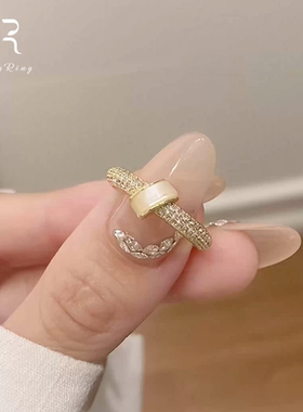 千金风超闪仿贝母圆环戒指秋冬