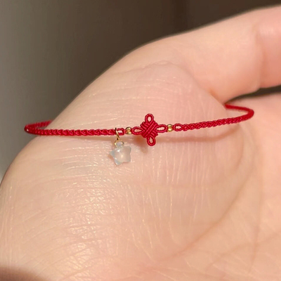 新中式仿玉髓五角星编织手链女