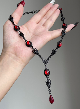 暗黑风黑红撞色项链女配饰