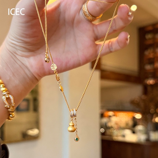 新年新中式 毛衣链 金色葫芦吊坠项链女配饰精致轻奢高级感气质新款