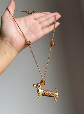 秋冬复古棉绳腊肠狗项链女配饰