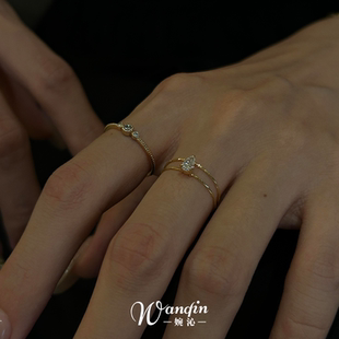韩系超闪水滴双层戒指女清冷感简约小众设计食指戒轻奢高级感指环