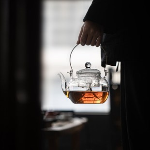 蒸煮玻璃壶耐高温围炉煮茶器星E空透明提梁壶可明火家用电陶 日式