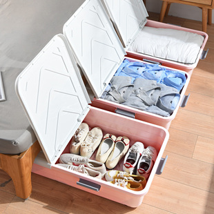床底收纳箱家用塑料大号扁平整理箱抽G屉床下收纳盒被子带盖储物