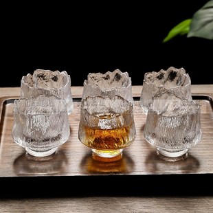 冰冻烧功夫茶杯家用水晶玻璃主人杯个P人品茗单杯高档茶 复古中式