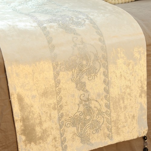 优质烫钻欧式时尚简约桌旗高档复古茶几布餐桌桌布盖巾床尾巾床旗