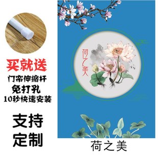 隔断帘餐厅饭店防油烟布艺遮挡卫生间.厕所半帘 定制厨房门帘日式