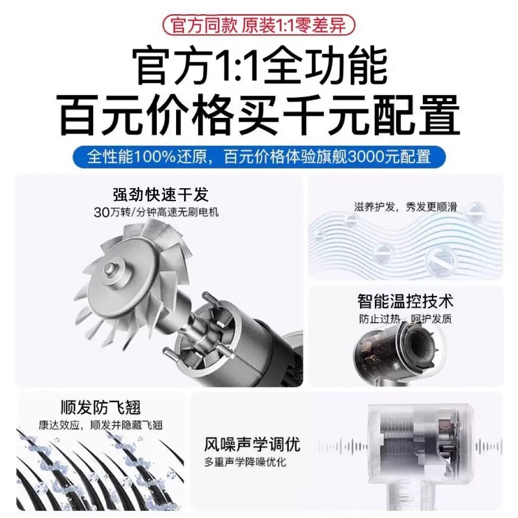 高速电吹风机家用负离子护发静音速干大风力学生宿舍用大功率酒店