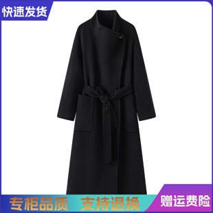 艾诺丝国内代购2026冬新款收腰显瘦立领长款毛呢大衣女5626