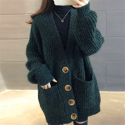 中长款针织开衫毛衣外套