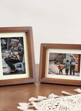 圆角实木相框摆台定制洗照片做成相簿打印加框架6Q78寸10高级感a4