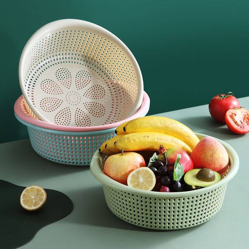 塑料大号洗菜沥水篮沥水馍筐家用C塑料篮子圆形水果篮厨房家用超